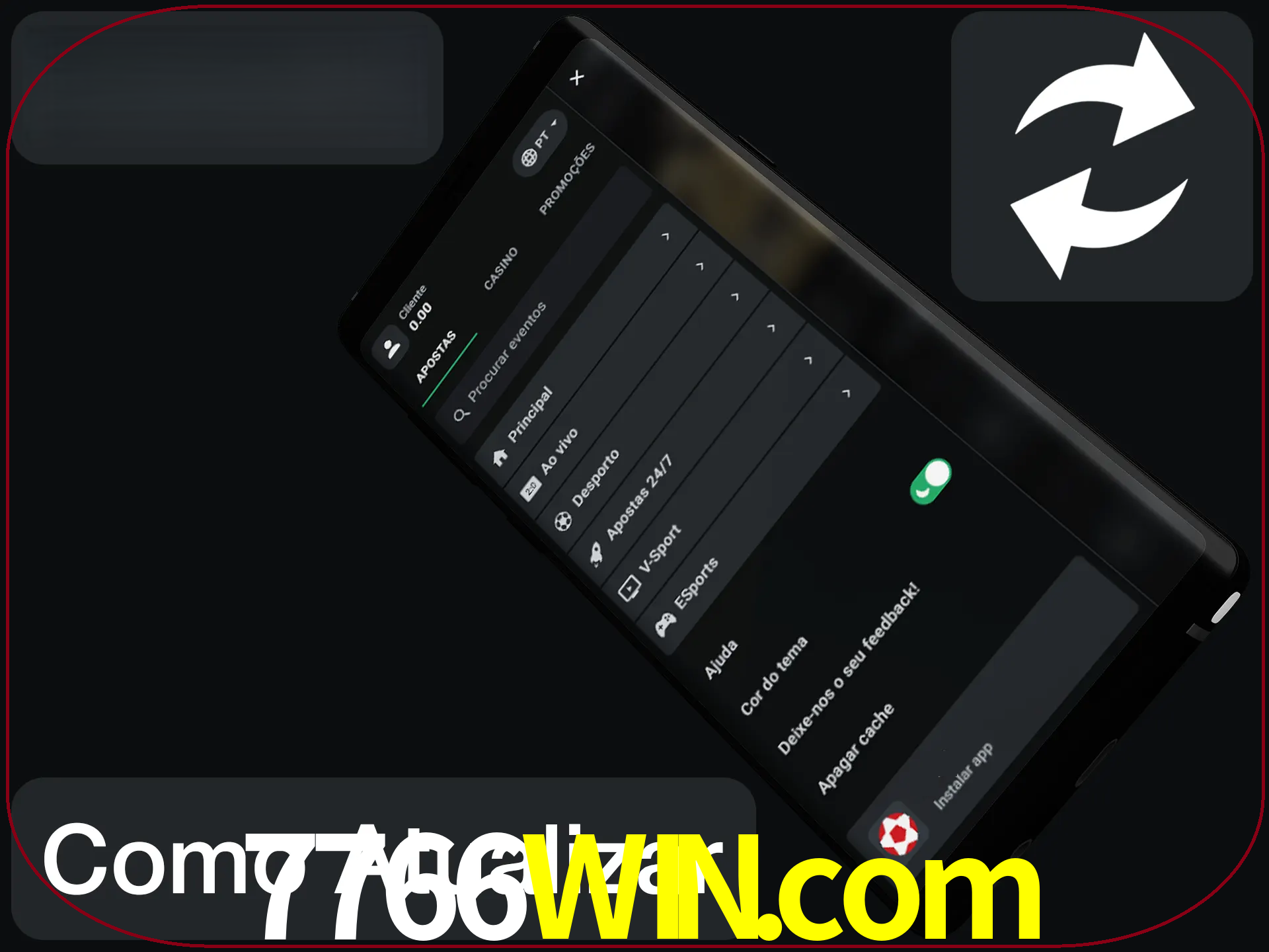 O aplicativo é atualizado automaticamente quando você faz o login.